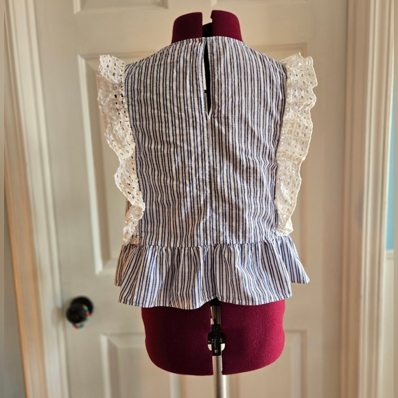 Lilly Pulitzer Ellis Peplum Striped Ruffle Sleeve Top - Picture 4 of 8